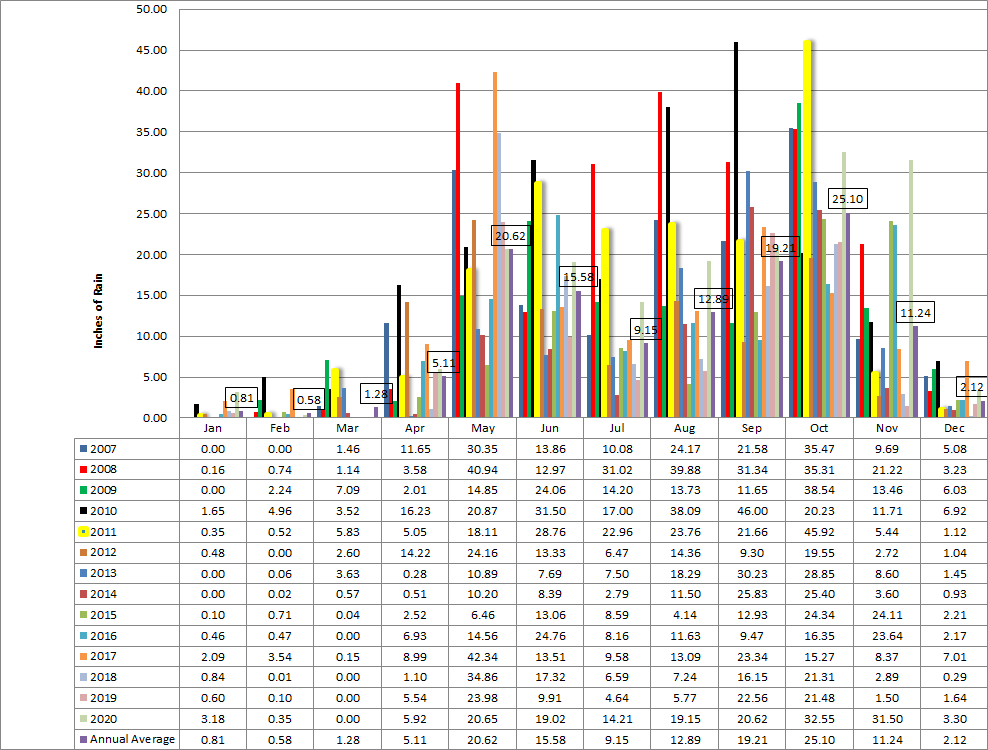 Average Rainfall by Year