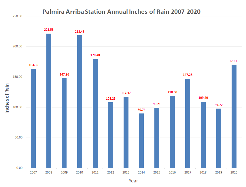 Total Annual Rain by Year